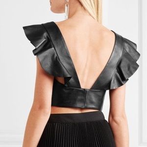 Isabel Marant Glenside cropped ruffled leather top